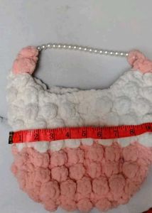 Chunky Knit Handbag with Pearl Strap