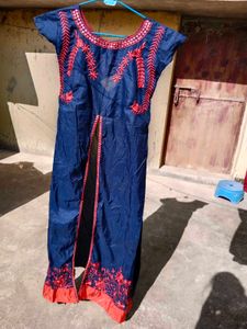 Blue Embroidered Kurta/Kurti