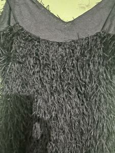 Sparkly Black Fringe Mini Dress