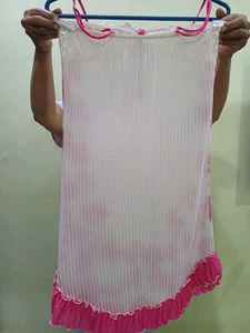 Sheer White Nightgown with Pink Trim