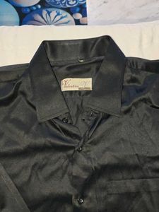 Men's Black Satin Shirt