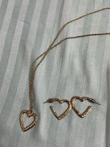 Heart Necklace and Earring Set