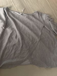Grey Textured Long Sleeve Top