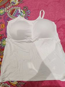 Comfortable White Camisole with Built-in Bra