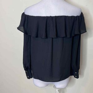 Zara Black Off-Shoulder Top – Ruffles, Bow Tie &amp; B