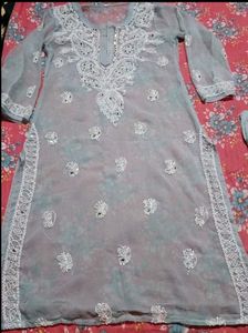 Grey chikankari kurti