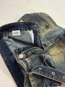 Distressed Denim Cargo Skirt with Belt