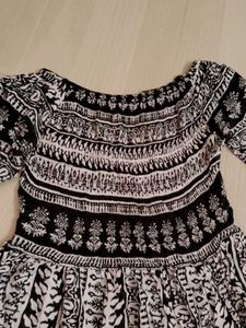 Boho Black &amp; White Print Maxi Dress