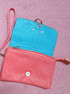 Pink &amp; Teal Wristlet Wallet