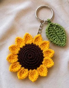 Crocheted Sunflower Keychain