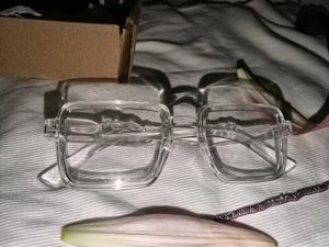 Clear Square Sunglasses with Cat Detail
