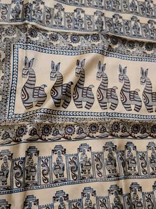 Bishnupuri Katan Silk BlockPrint Traditional Saree
