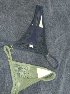 Lace Trim Thong Panty Combo