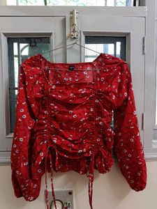 Red Floral Print Top