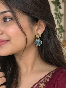 Stunning Blue Druzy Round Earrings