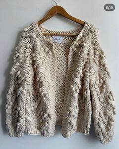 Chunky Knit Cardigan with Pom-Pom Details