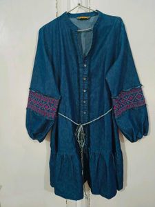 Beautiful Denim Dress with Embroidery