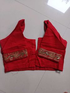 Embroidered Red Silk Blouse