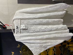 White Crochet Knit Cardigan