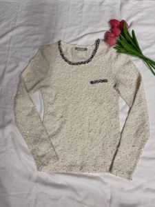Sparkly White Long Sleeve Top