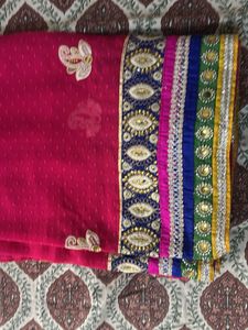 Beautiful Pink Saree with Embellishments