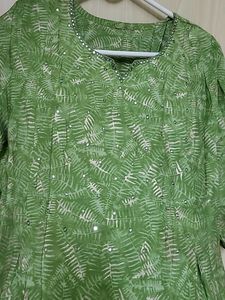 Green Leaf Print Kurta never worn