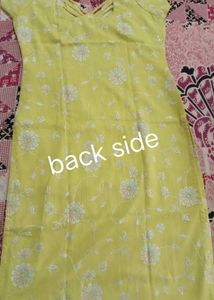Elegant lime green Kurta Set with Silver Print