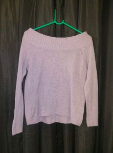 Lavender Off-Shoulder Cozy Sweater