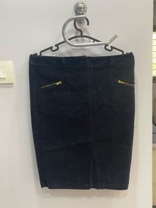Black Velvet Skirt with Gold Zippers