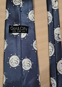 Silk hand made navy Patterned Tie