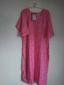 Vibrant Pink Striped Kurta Leheriya Kurt