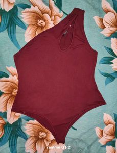 Shein Back Cut-Out Asymmetric Hem LeotardTop