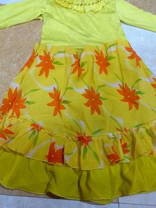 Vibrant Yellow Floral frock