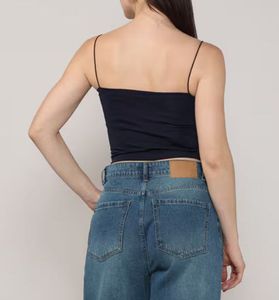 Navy Blue Spaghetti Strap Crop Top