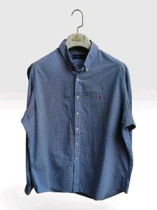 Blue Gingham Button-Down Shirt