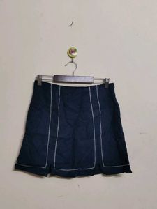 Navy Skirt with White Stitching
