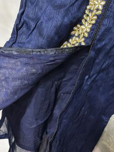 Embellished Blue Kurta and bell bottom palazzo