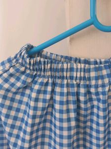 Blue Gingham Tiered Maxi Skirt