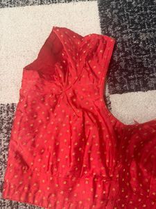 Red Blouse with Golden Dots