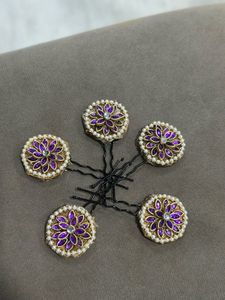 Embellished Floral Hair Pins (5pcs)