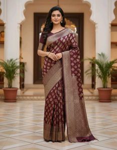 Elegant Maroon Silk Saree