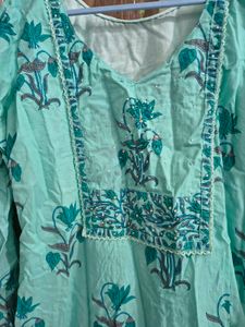 Cotton Sea Blue Kurta Set..