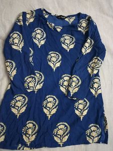 Blue Kurta with Floral Print