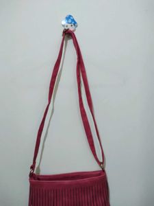 Pink Fringed Crossbody Sling Bag