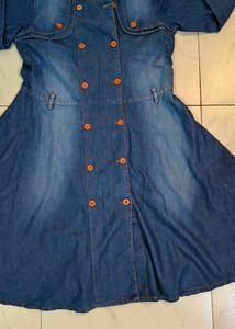 Denim Button-Down Midi Dress