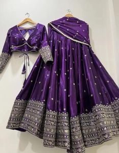 Stunning Purple Embroidered Lehenga Choli