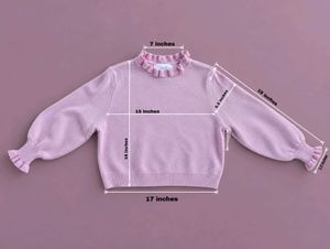 SOFT PINK RUFFLE NECK KNIT SWEATER