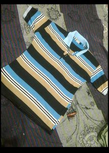 Striped Collared Long Sleeve Top