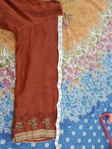 Elegant Brown Embroidered Salwar Kameez