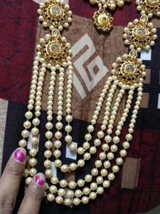 Elegant Pearl &amp; Kundan Jewellery Set